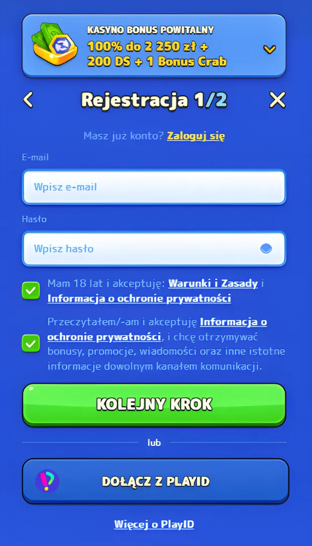 Rejestracja w Pistolo